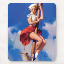 Vintage Retro Gil Elvgren Pin Up Girl Mousepads