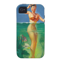 Vintage Retro Gil Elvgren Scuba Diver Pin Up Girl iPhone 4 Cases