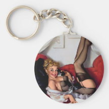 Vintage Retro Gil Elvgren Telephone Pinup girl Keychain