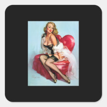 Vintage Retro Pinup Art Gil Elvgren Pin Up Girl Square Sticker