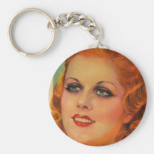 Vintage Retro Women 20s Movie Star Cover Girl Key Chains