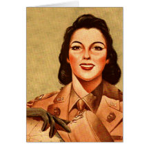 Vintage Retro Women 40s Military Woman WAAC Card