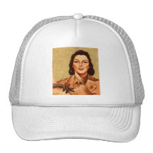 Vintage Retro Women 40s Military Woman WAAC Trucker Hat