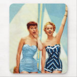 Vintage Retro Women 60s Swimwear Surfs Up! Mousepads