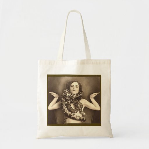 Vintage Retro Women Sideshow Snake Charmer Canvas Bag