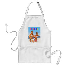 Vintage Retro Women Surfs Up Beach Girls Aprons