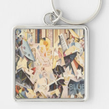 Vintage Rhapsody in Blue Art Deco Jazz Music Key Chain