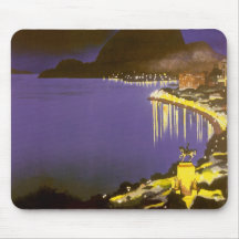 Vintage Rio De Janeiro at Night Mouse Mat