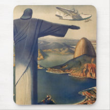 Vintage Rio De Janeiro, Christ the Redeemer Statue Mousepads