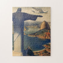 Vintage Rio De Janeiro, Christ the Redeemer Statue Jigsaw Puzzles