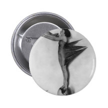 Vintage Rocket Lady Pinback Button