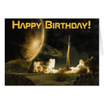 Vintage Rocket Launch Birthday Card