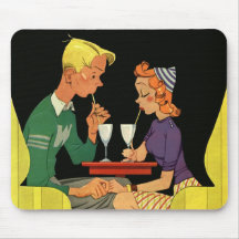 Vintage Romance, Teens in Love at the Soda Shop Mouse Pads