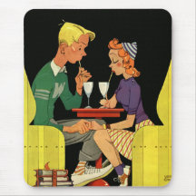 Vintage Romance, Teens in Love at the Soda Shop Mouse Pad