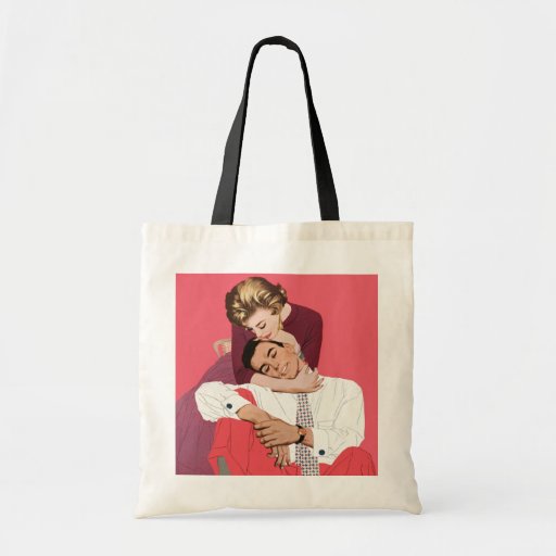 Vintage Romantic Love, Pink Retro Romance Canvas Bag