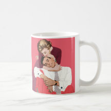 Vintage Romantic Love, Pink Retro Romance Mug