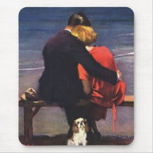 Vintage Romantic Love, Romance on the Beach Mousepad