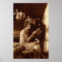 Vintage Romantic Music, Love and Romance Newlyweds Poster