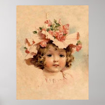 Vintage Rose Bonnet Girl - Print