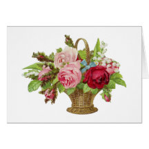 Vintage Rose Flower Basket Cards