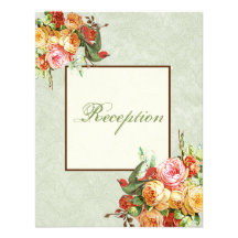 Vintage Rose n birds Reception Invitation Card