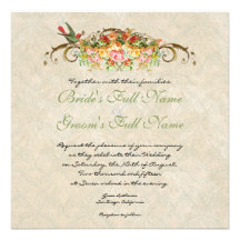 Vintage Rose n birds,  Wedding Invitation