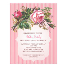 Vintage Rose Retirement Formal Custom Invitations