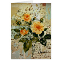 Vintage Roses Collage Thanks Cards