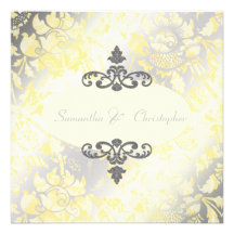 Vintage Roses + Yellow/Grey invitations