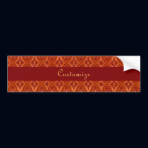 Vintage Ruby Red Damask Designer bumper stickers