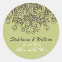 Vintage Sage Green Wedding Sticker
