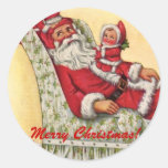 Vintage Santa and Kids Sticker