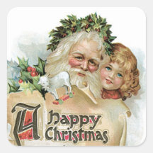 Vintage Santa Claus Square Stickers