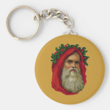 Vintage Santa With Wreath Keychains