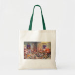 Vintage Santa's Workshop North Pole Elves and Toys Tote Bags