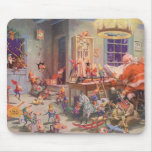 Vintage Santa's Workshop North Pole Elves and Toys Mouse Pad