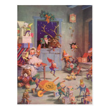 Vintage Santa's Workshop North Pole Elves and Toys Post Cards