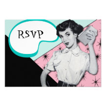 Vintage Sassy Secretary RSVP Card Invite