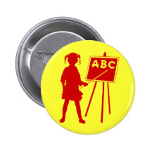 Vintage School Girl Button