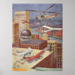 Vintage Science Fiction Flying Transporation Poster