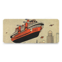 Vintage Science Fiction Helicopter Cruise Ship Personalized Invites