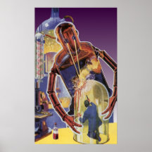 Vintage Science Fiction Robot with Laser Beam Eyes Print