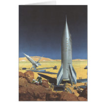 Vintage Science Fiction Rockets on Desert Planet Cards