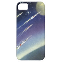 Vintage Science Fiction Rockets Outer Space Moon iPhone 5 Cases