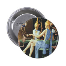 Vintage Science Fiction Spa Beauty Salon Manicures Pinback Buttons