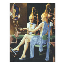 Vintage Science Fiction Spa Beauty Salon Manicures Custom Invites