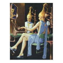 Vintage Science Fiction Spa Beauty Salon Manicures Postcard