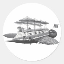 Vintage Science Fiction Steampunk Airship Eclipse Stickers