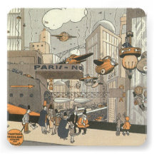 Vintage Science Fiction Steampunk Urban Paris Personalized Invitations