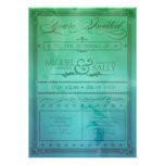 Vintage Sea Green & Blue DIY Wedding Invitation